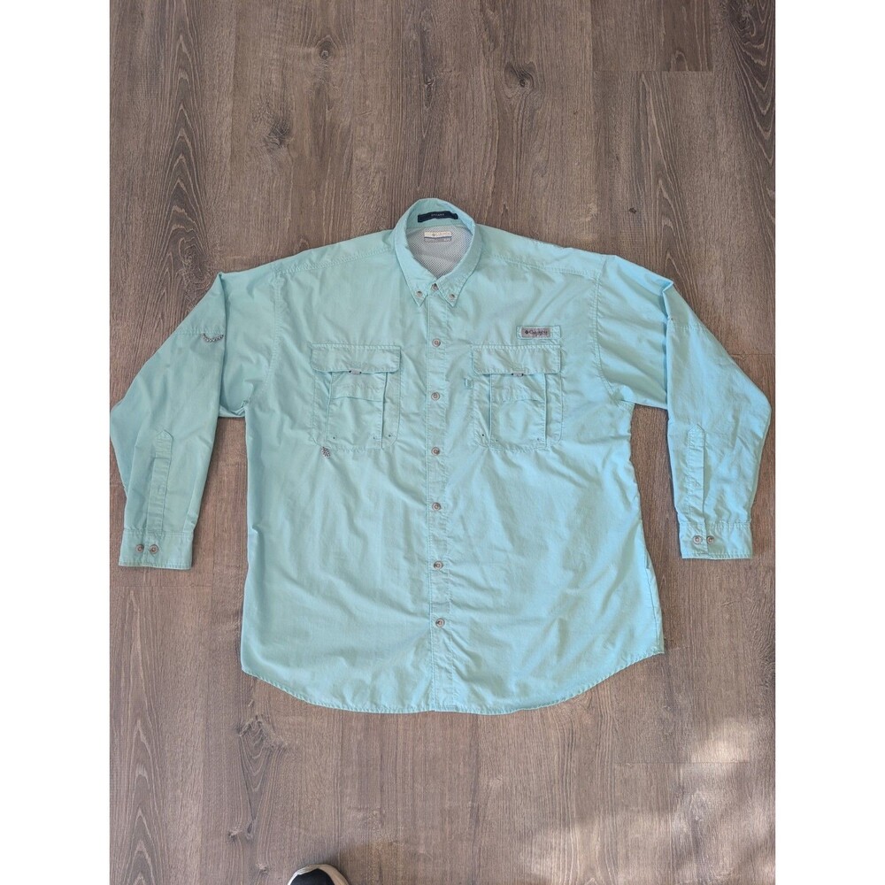 Columbia PFG Bahama II Long Sleeve Fishing Shirt Mint Green Mens XL Vent Back